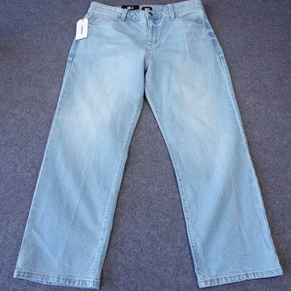 Express Ankle Jean Light Wash Straight Leg High Rise Denim EX011694‎ Size 10 NEW